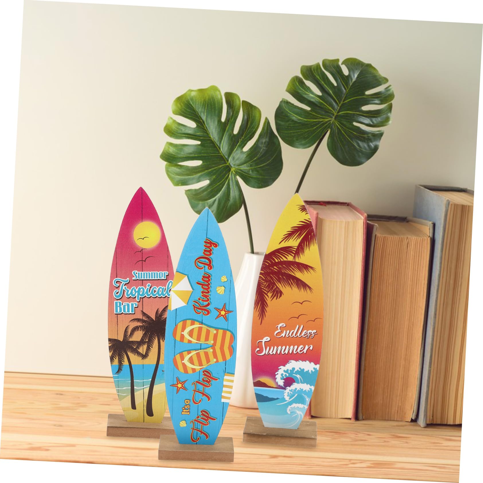 Amazon.co.jp: DECHOUS 4個木製チュアサーフボード 装飾品 テーブル