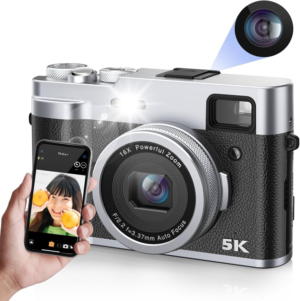 Amazon | 5K デジカメ スマホに送れる デジタルカメラ 4800万画素