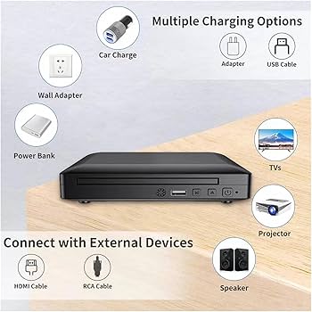 Amazon | ブルーレイプレーヤー ミニHD DVDプレーヤー HDMIおよびRCA