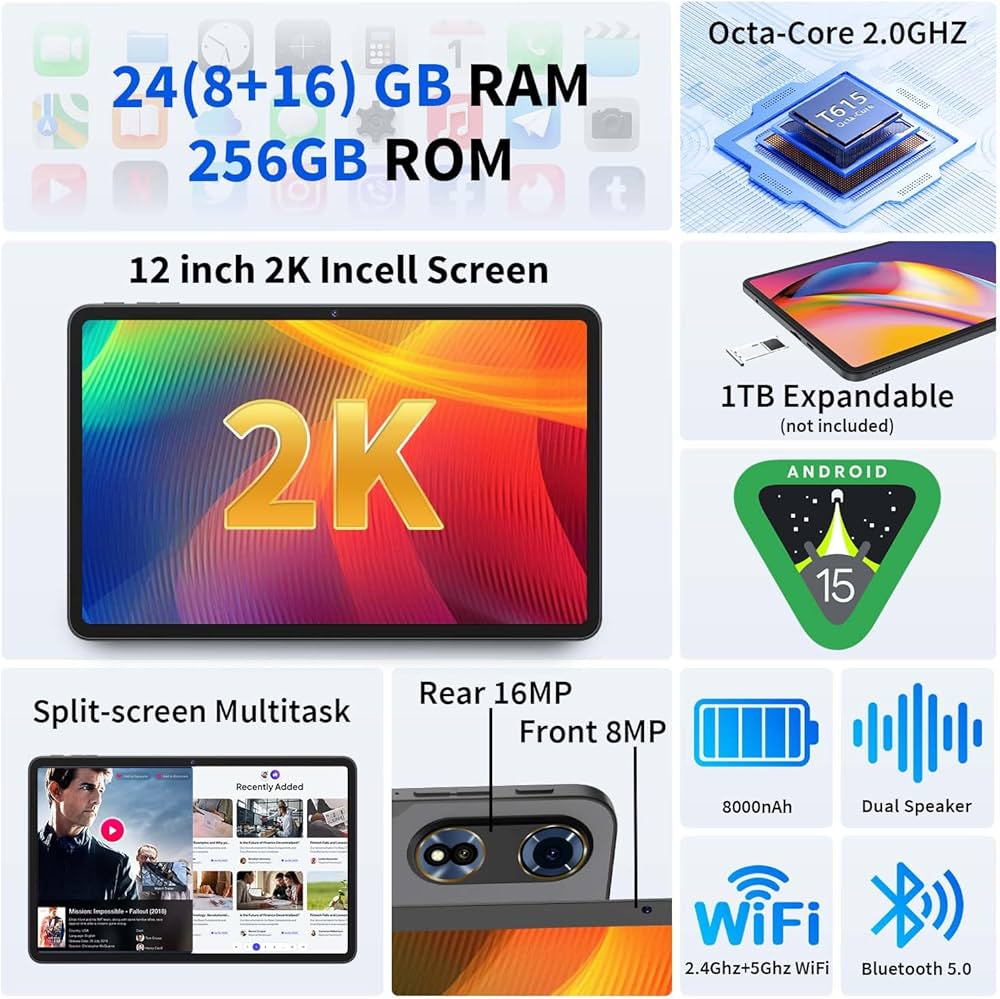 Amazon.co.jp: 12インチタブレット Android 15タブレット 2026年