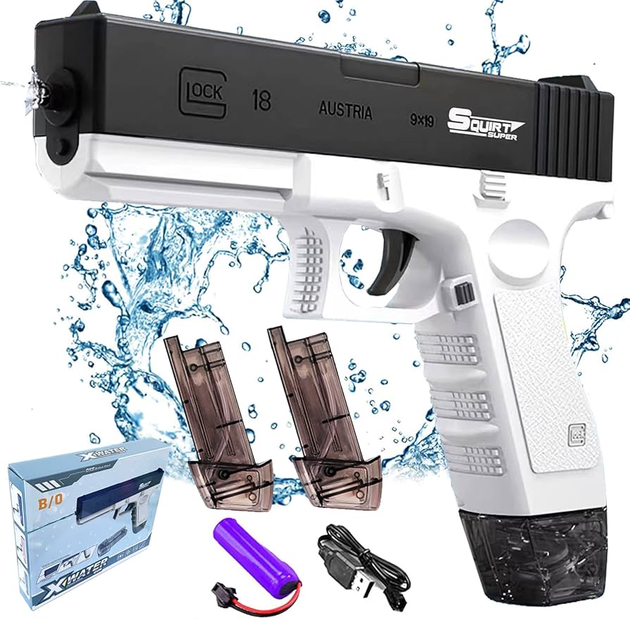 Amazon | 水鉄砲 電動 ウォーターガン 玩具 連射 大人 子供 超強力飛