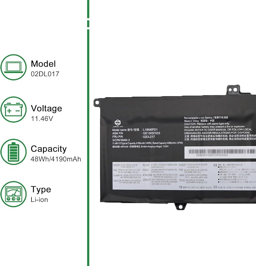 Amazon.com: JIAZIJIA 02DL017 L18M6PD1 SB10K97655 Laptop Battery