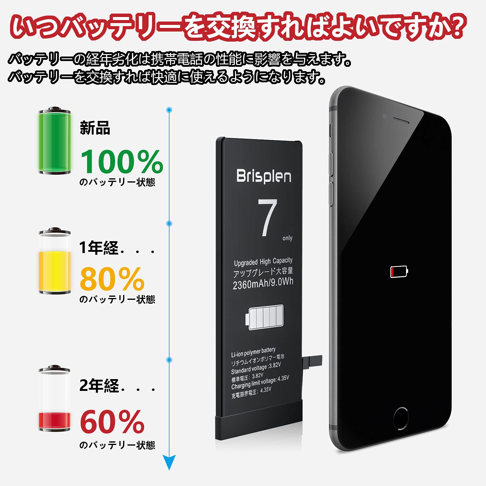 Amazon | Brisplen アイホン7 バッテリー 交換用 2360mAh iPhone7