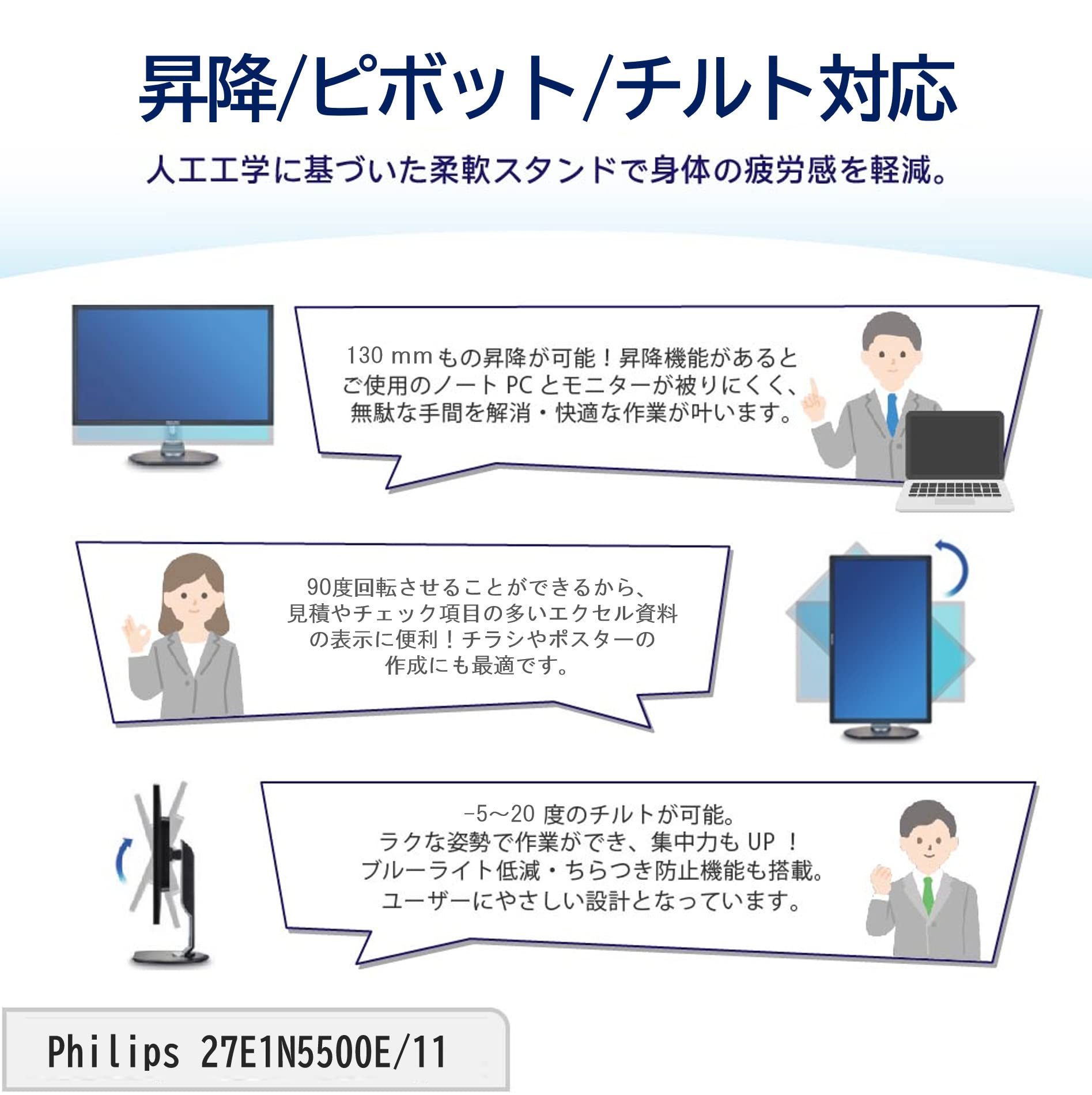 Amazon.co.jp: PHILIPS 液晶ディスプレイ PCモニター 27E1N5500E/11
