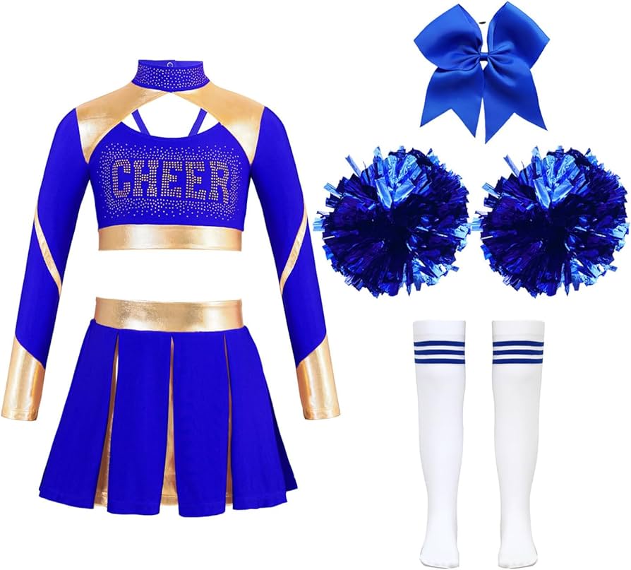 Amazon | FEESHOW チアリーダー衣装 メタリック フレア プリーツ
