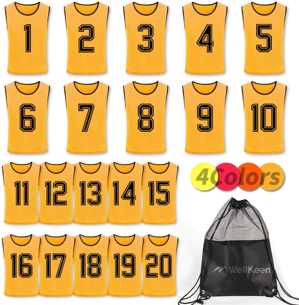 Amazon | WellKeen ビブス 20枚セット 大人用 1-20 番号入り ゼッケン