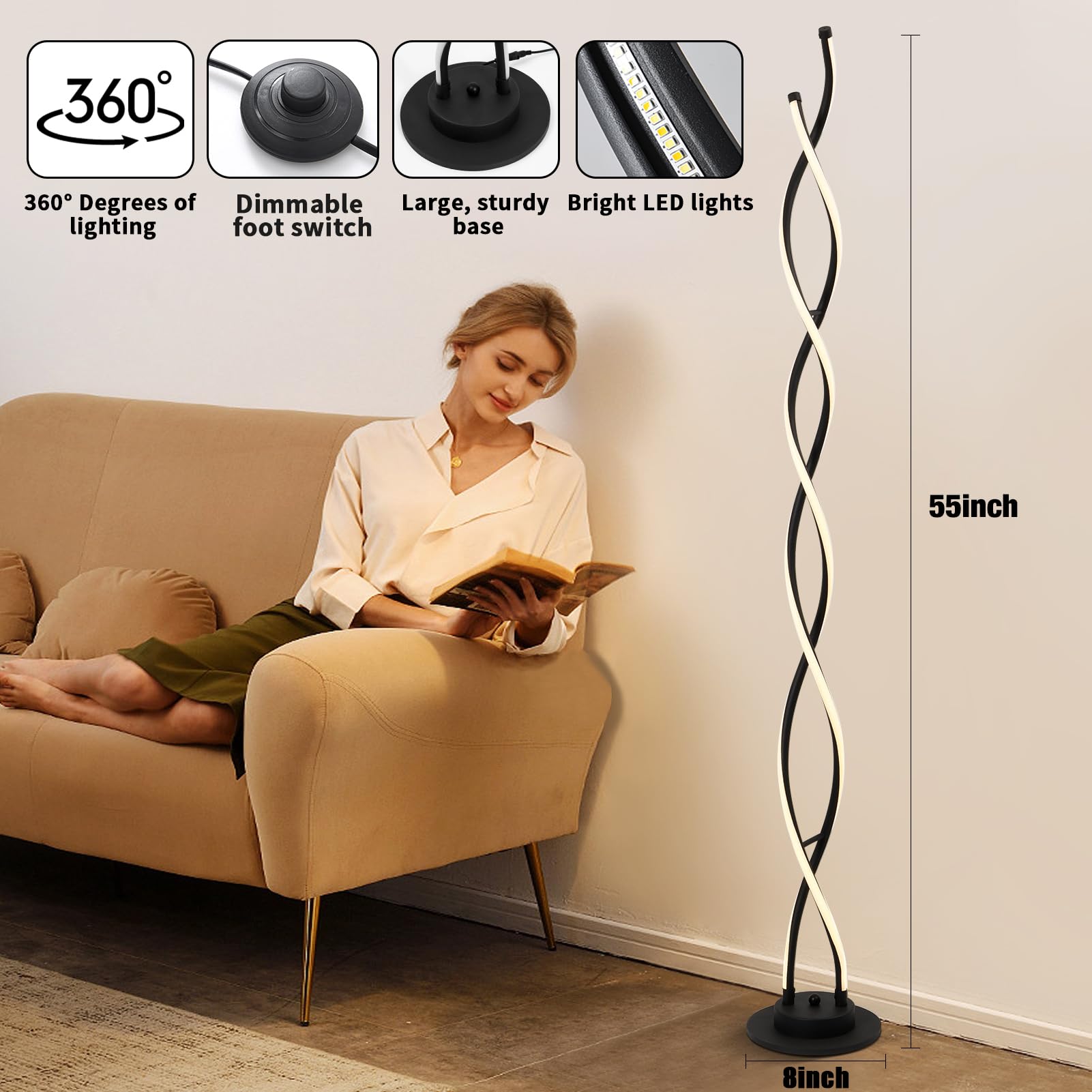 ZxWLife Floor Lamp, LED Modern Floor Lamps for Living Room, 2500LM