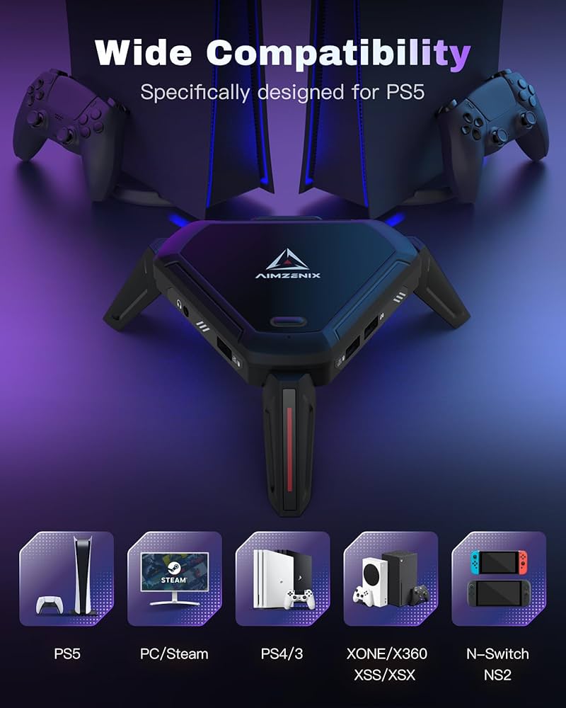Amazon.com: AIMZENIX Monster Keyboard Mouse Adapter for PS5 (via