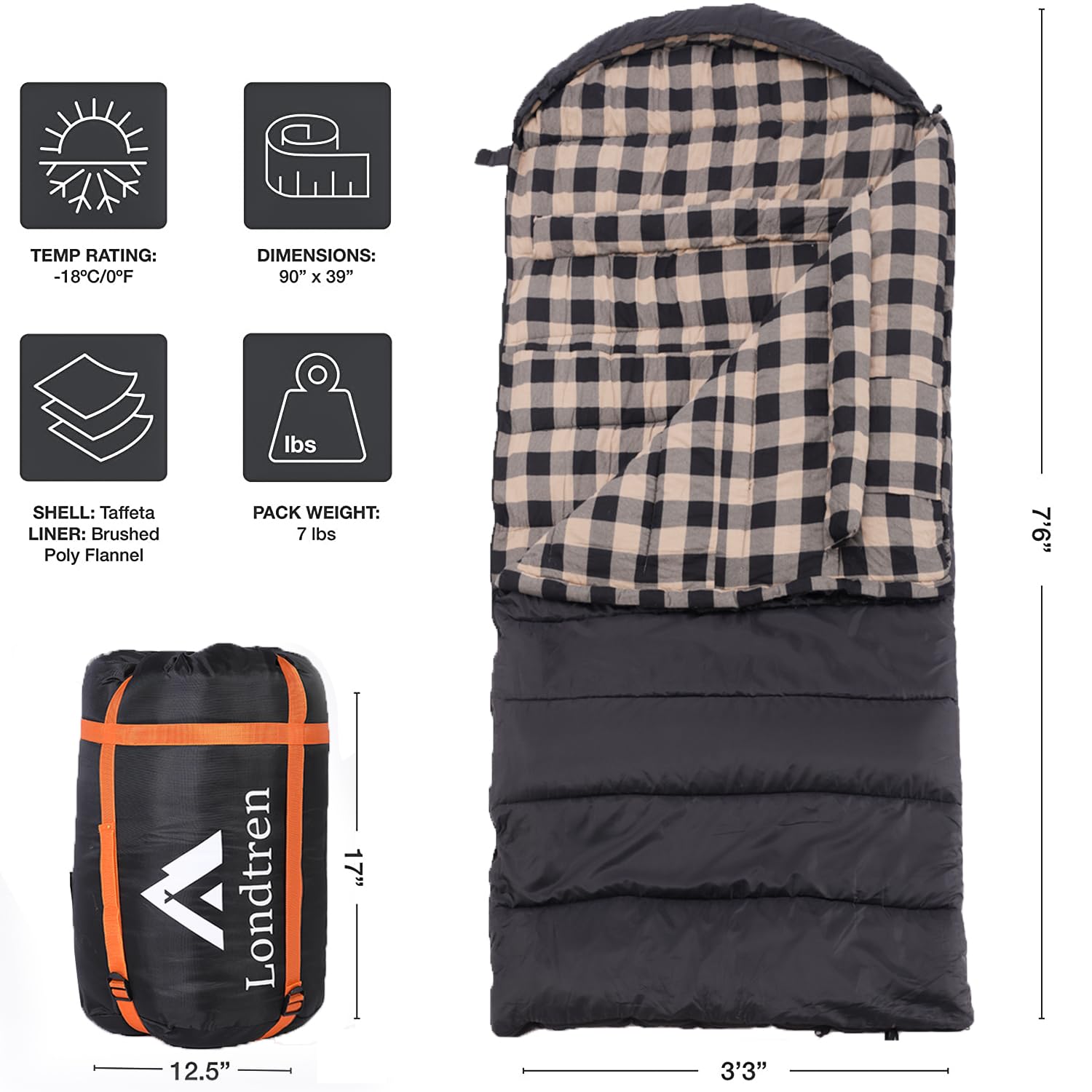 Amazon.com : Londtren Large 0 Degree Sleeping Bags for Adults Cold