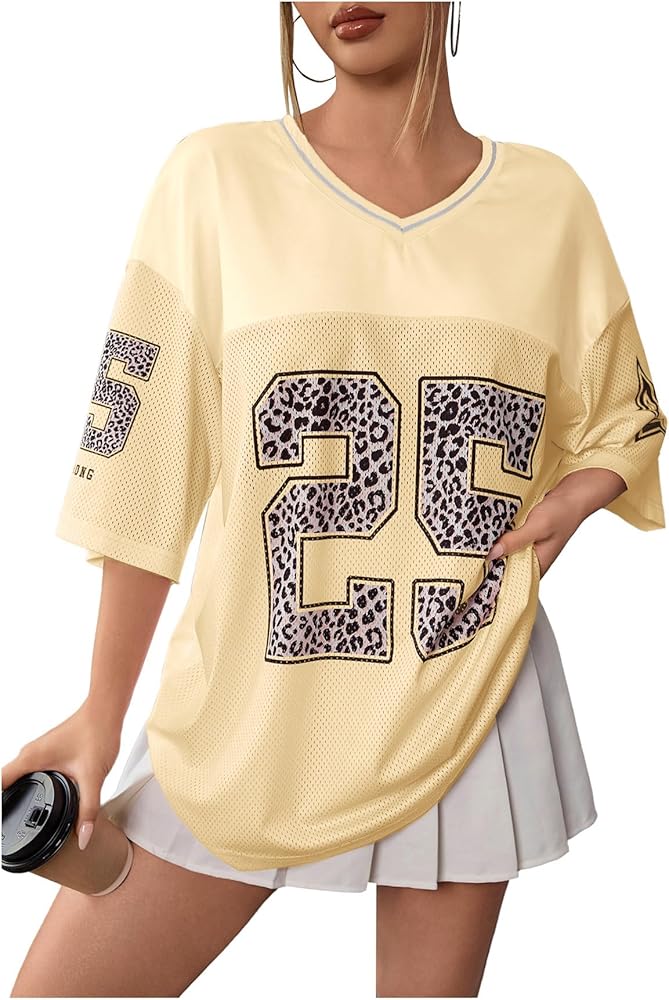 SOLY HUX Jersey Shirts for Women Y2k Graphic Number Oversized Tees