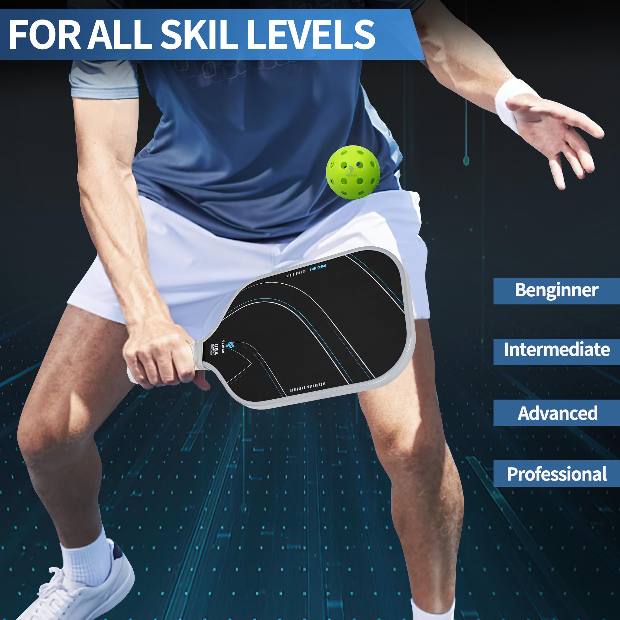 Amazon.co.jp: ピックルボールパドル、USAPA承認、T700未加工カーボン