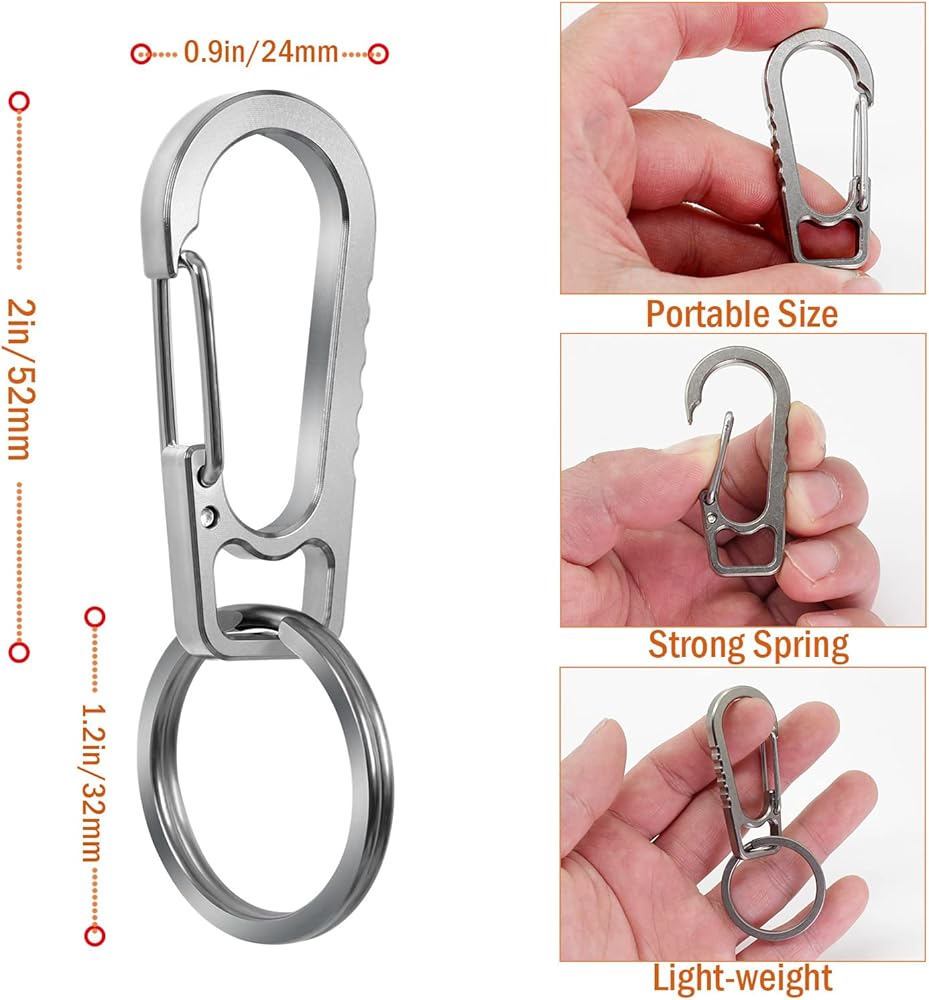 Amazon.com: PPFISH Titanium Heavy Duty Carabiner Keychain, EDC