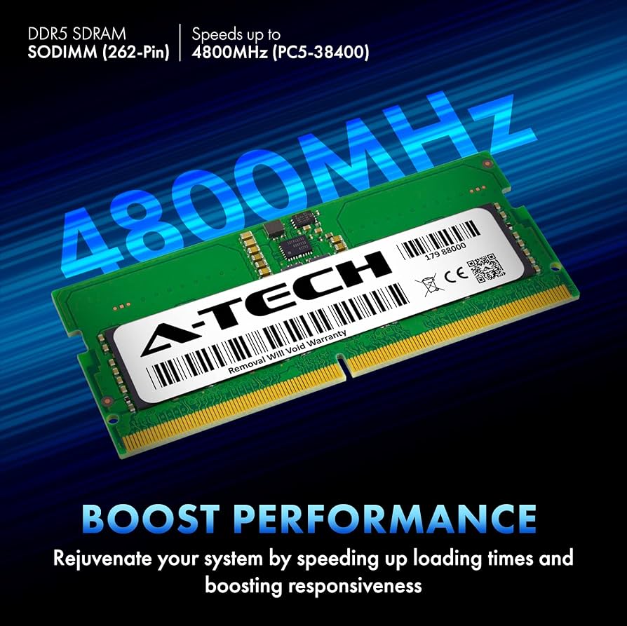 A-Tech 16GB Kit (2x8GB) DDR5 4800MHz PC5-38400 CL40 SODIMM 1.1V