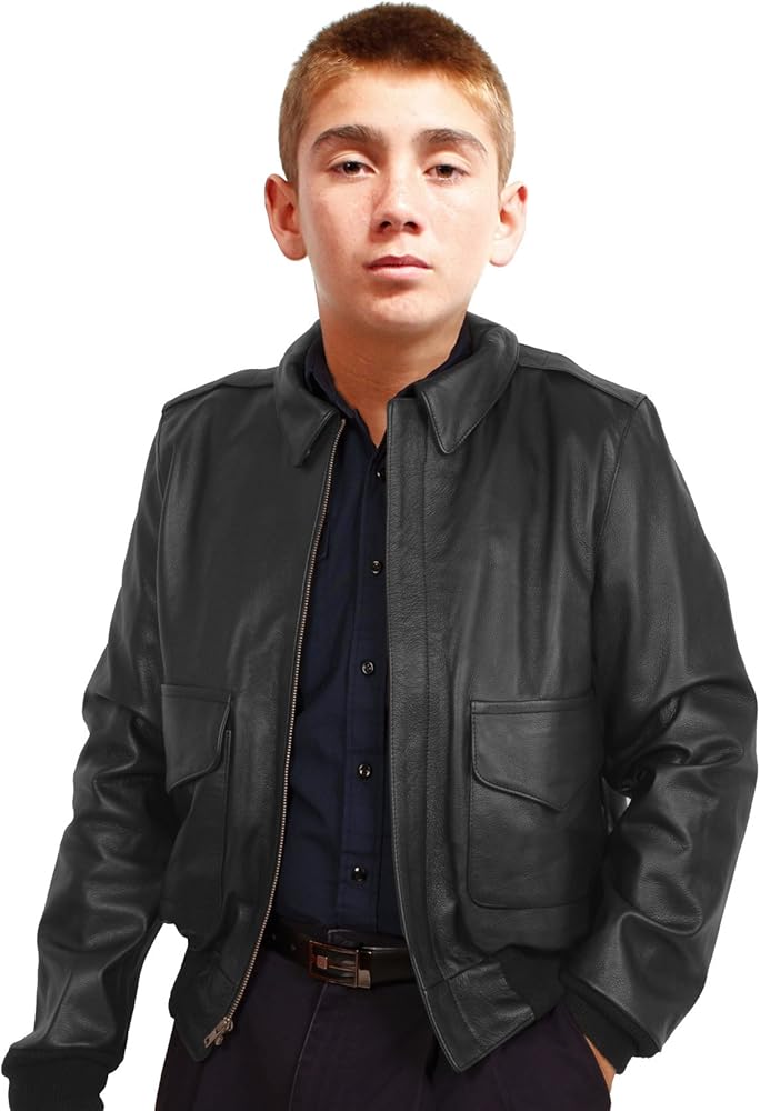Amazon.com: Kids A2 Air Force Leather Bomber Jacket Black