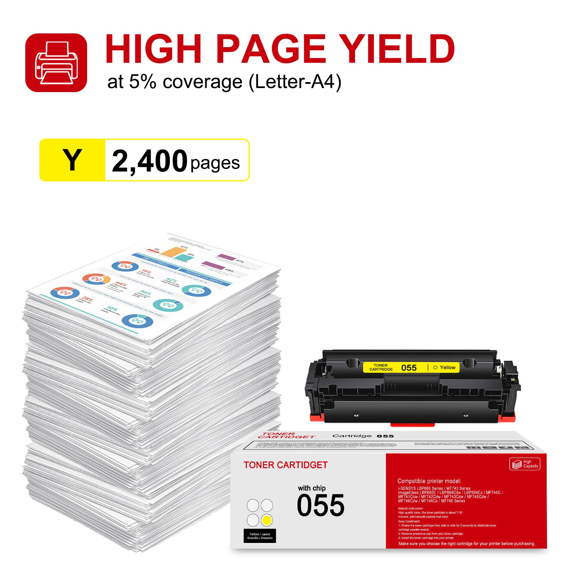 Amazon.co.jp: 1パック 055 3013C001 イエロー トナーカートリッジ CRG