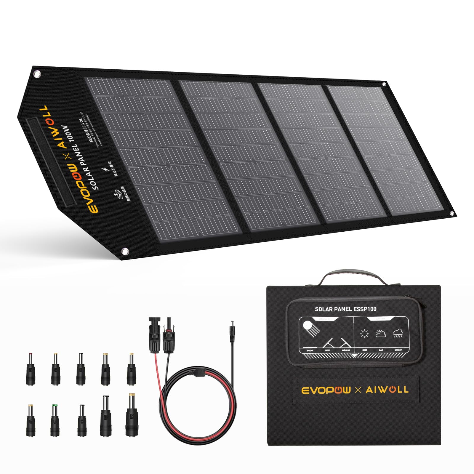 Amazon.co.jp: Evopow ソーラーパネル 100W ソーラーチャージャー