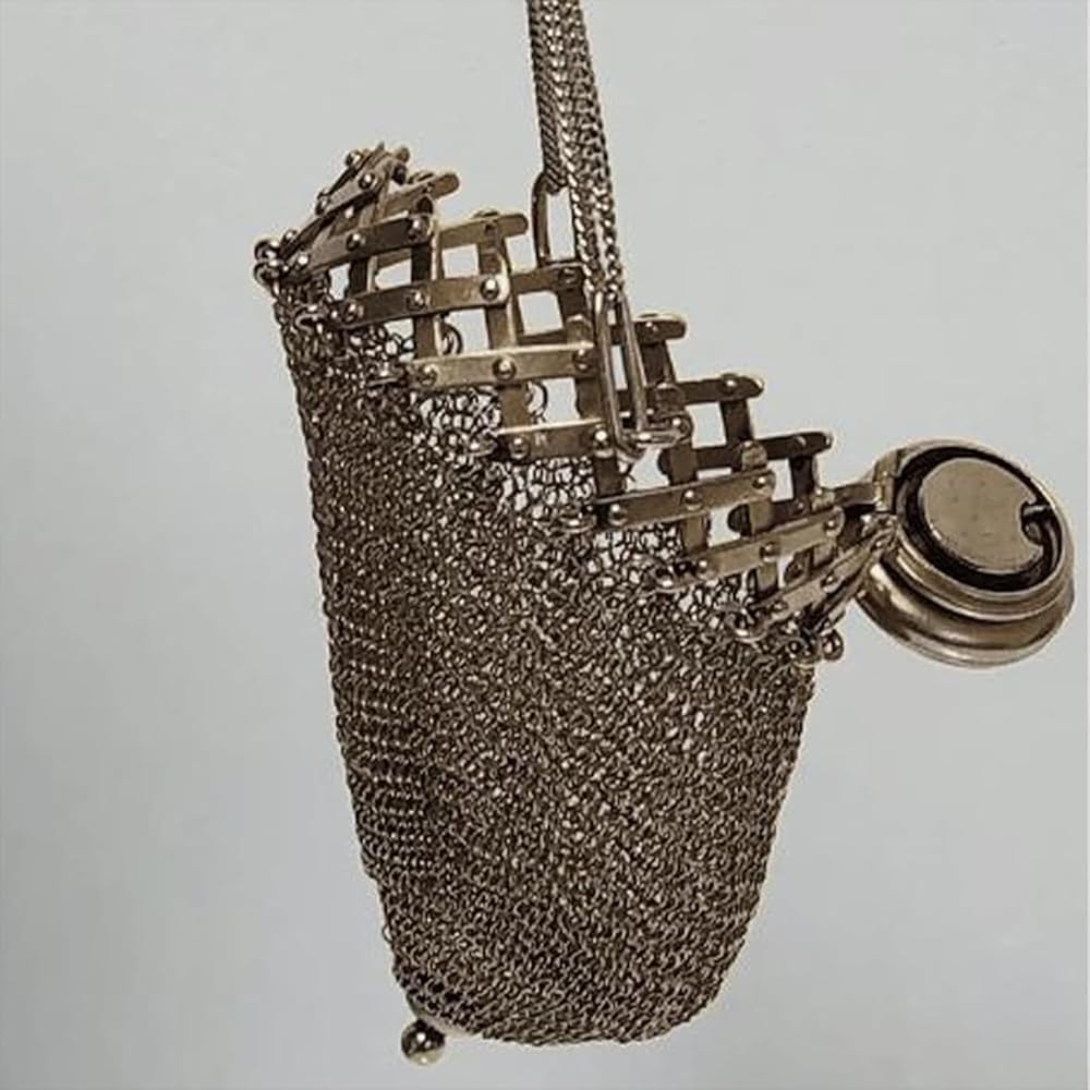 Amazon | シルバーメッシュ小銭入れ、レトロシルバーコインメッシュ