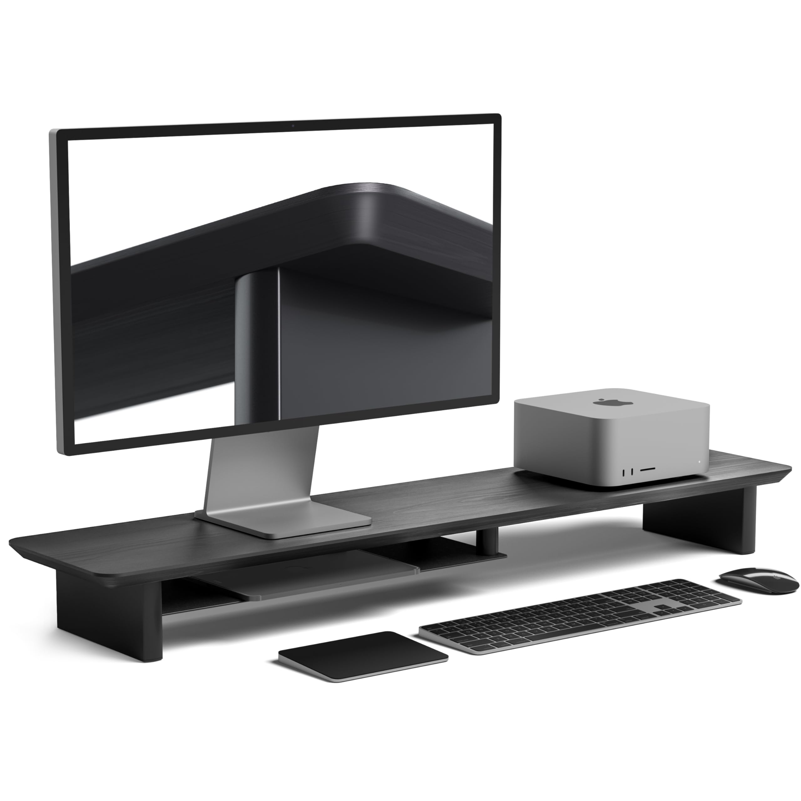 Amazon.co.jp: amesoba 木製 モニタースタンド 卓上 デスクシェルフ