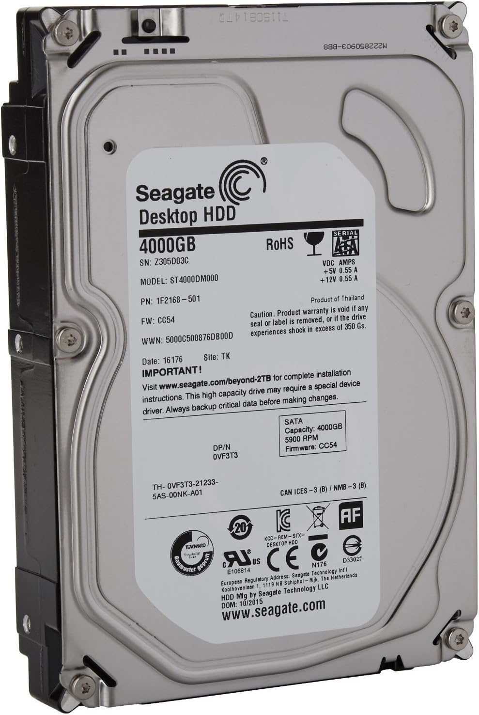 Amazon.com: Seagate SATA 6Gb/s 3.5-Inch 4TB Desktop HDD