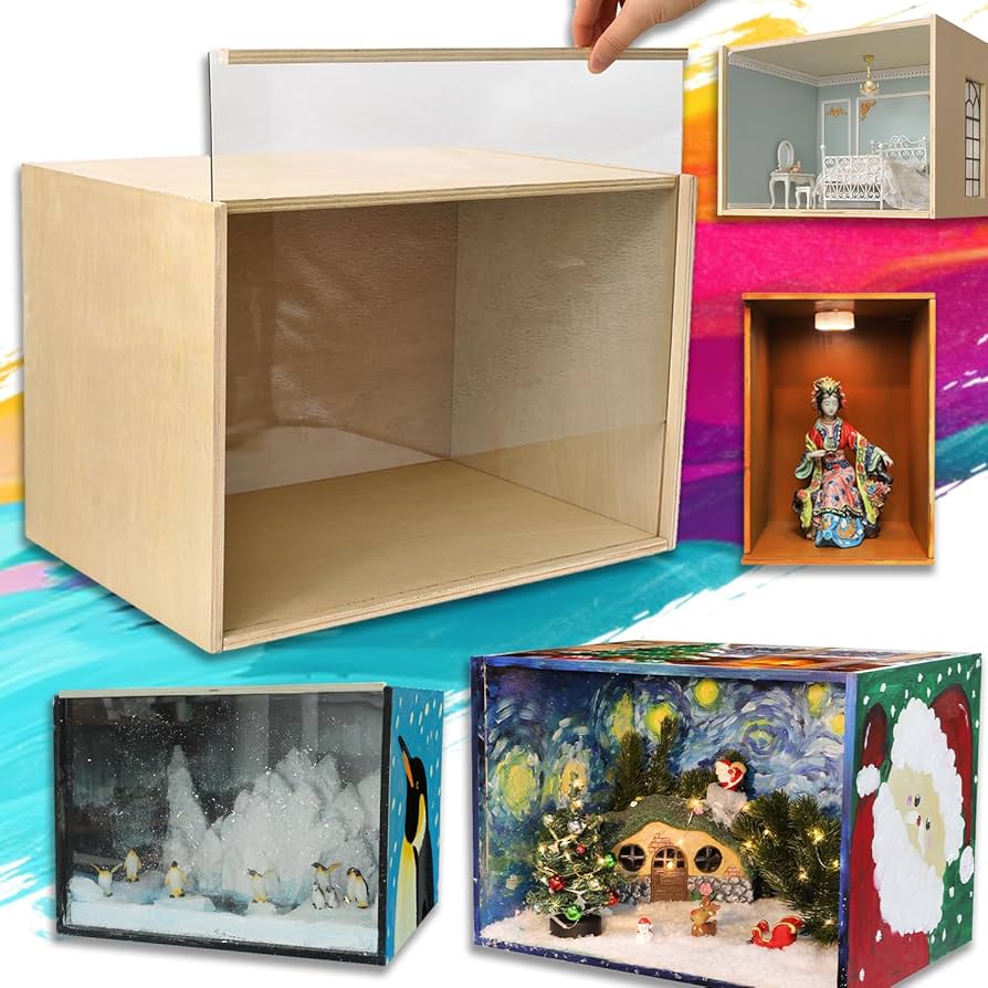 Amazon.co.jp: iLAND 木製ジオラマボックス 大型ディスプレイボックス