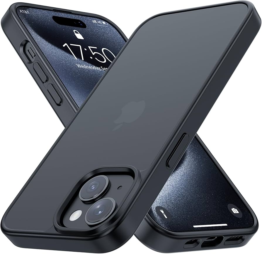 Amazon.co.jp: iPhone15 ケース マット ブラック TPU+PC 半透明 耐衝撃