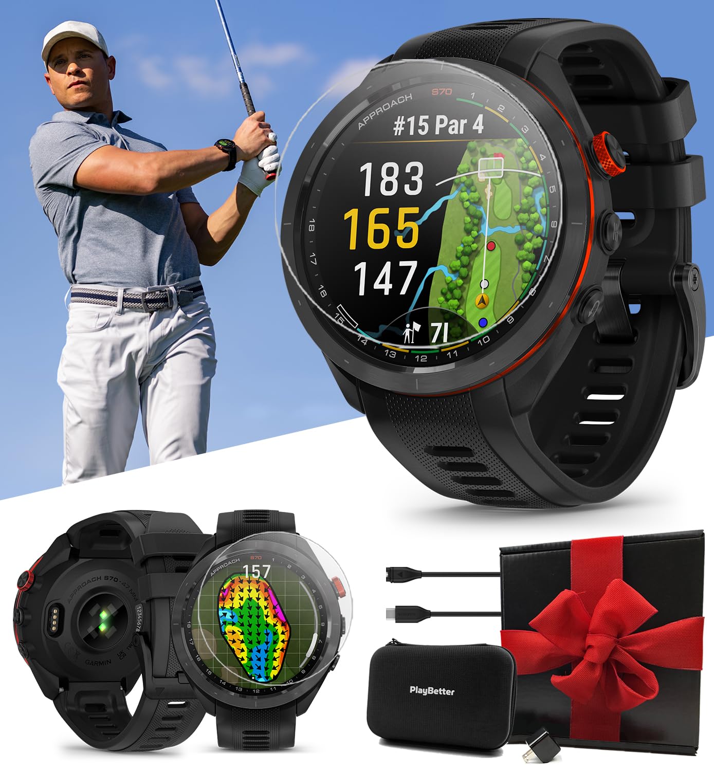 Amazon.com: Garmin Approach S70 (Black, 47mm) Golf GPS Watch