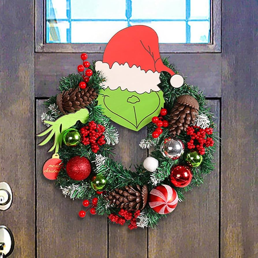 Amazon.co.jp: Bwgoroku クリスマスリース 玄関ドア用 リース ドア用