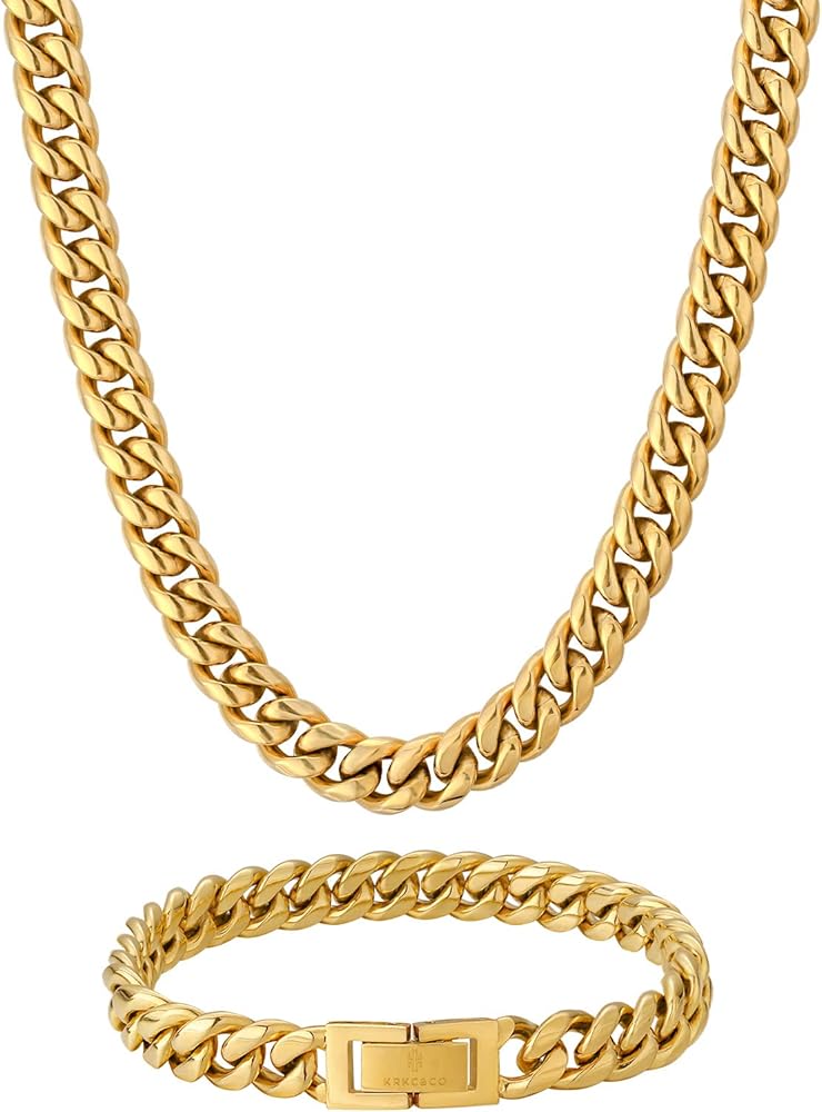 Amazon | KRKC&CO 喜平ネックレスとブレスレットセット メンズ 幅8mm