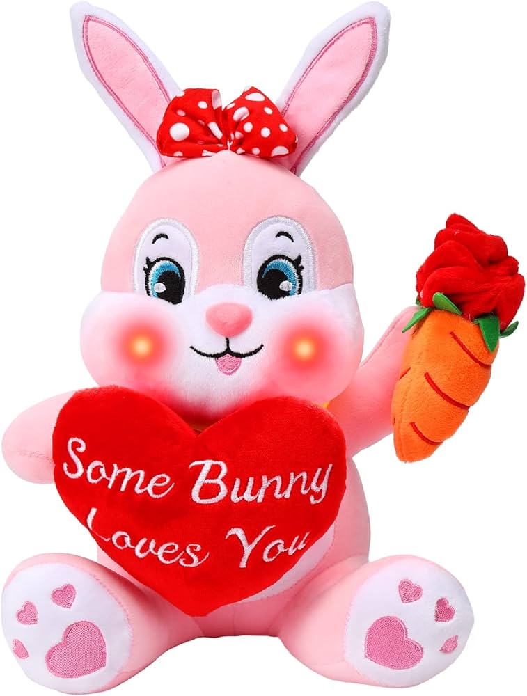 Amazon.com: I Love You! 12.5'' Valentines Day Plush Glow Bunny