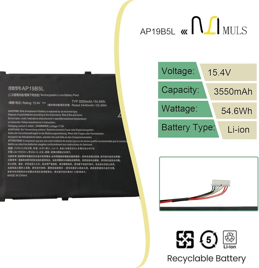 Amazon.com: AP19B5L Laptop Battery Replacement for ACER Aspire 5