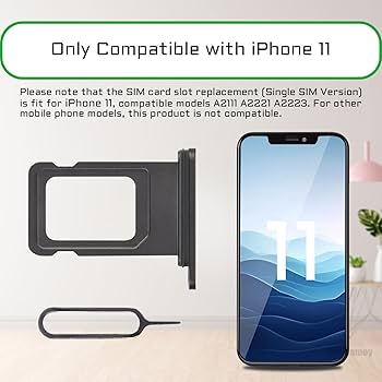 Amazon | iPhone 11用 ブラック SIMカードスロット交換用 シングルSIM