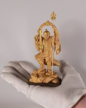 Amazon.co.jp: 極小仏 勝軍地蔵尊 14cm（木製：ツゲ 金泥仕上）＿将軍