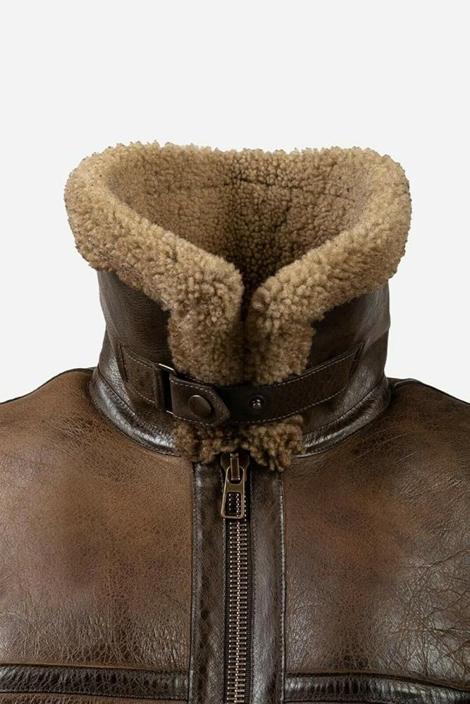B3 Bomber Men Faux Fur Leather Jacket । Brown Aviator Jackets