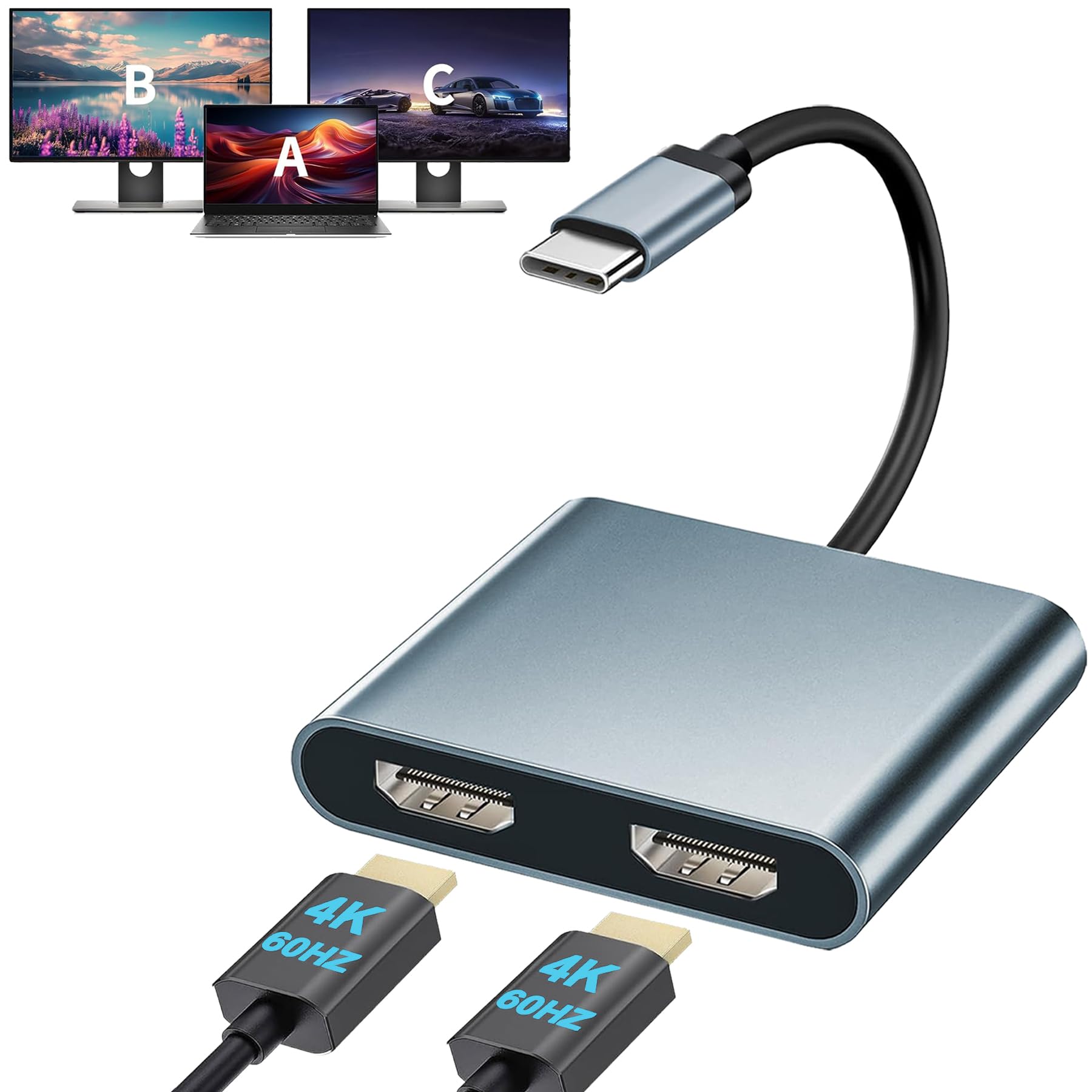 Amazon | USB C デュアル HDMI 変換アダプタ ハブ Type C マルチ