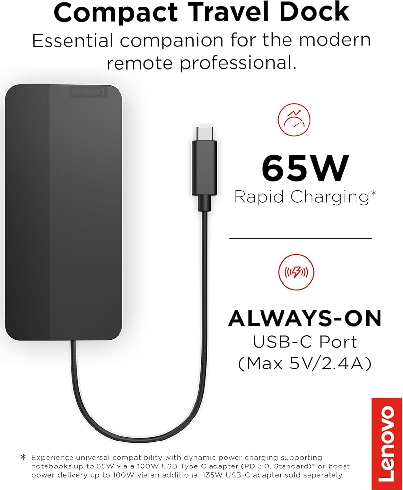 Amazon.com: Lenovo USB-C Dual Display Travel Dock - 7 Ports