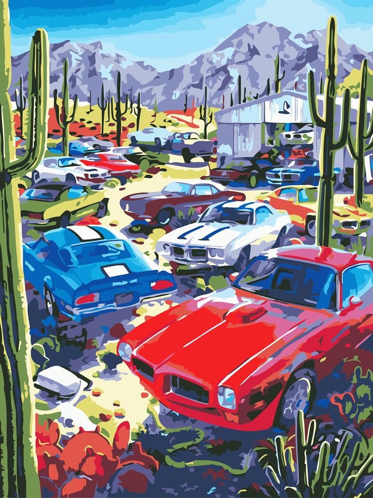 Amazon.co.jp: AAJJCENS 車の油絵を描きますその2 数字油絵 数字キット