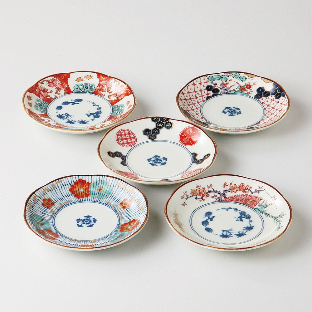 Amazon.co.jp: 染錦古伊万里 小皿揃 [ 品：皿 x 5 / R12 x 2cm 箱
