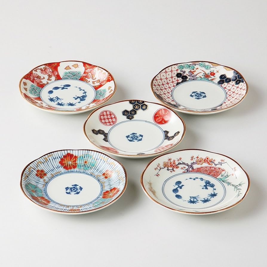 Amazon.co.jp: 染錦古伊万里 小皿揃 [ 品：皿 x 5 / R12 x 2cm 箱