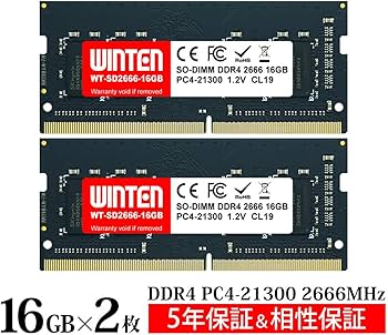 Amazon.co.jp: WINTEN ノートPC用メモリ DDR4-2666 32GB（16GB×2枚
