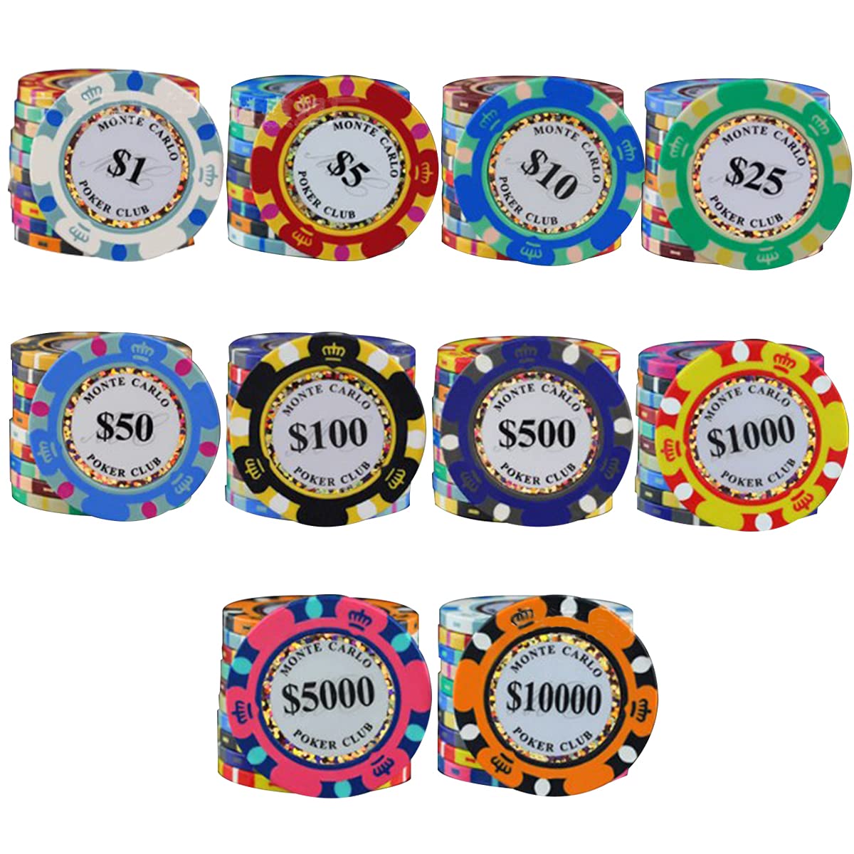 Amazon | モンテカル ロ ポーカーチップ 10種 各5枚 50枚セット カジノ