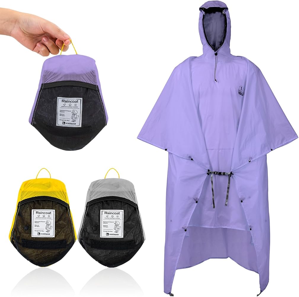 Amazon | [HIKEMAN] レインポンチョ 登山 レインコート 腰紐 リュック