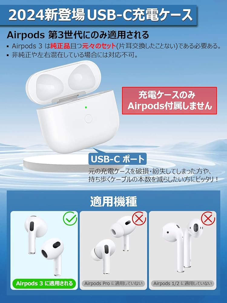 Amazon | Mounno USB-C充電ケース Airpods 3との互換性あり Airpods 第