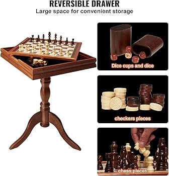 Amazon | VEVOR 3-in-1 チェスチェッカー バックギャモンテーブル