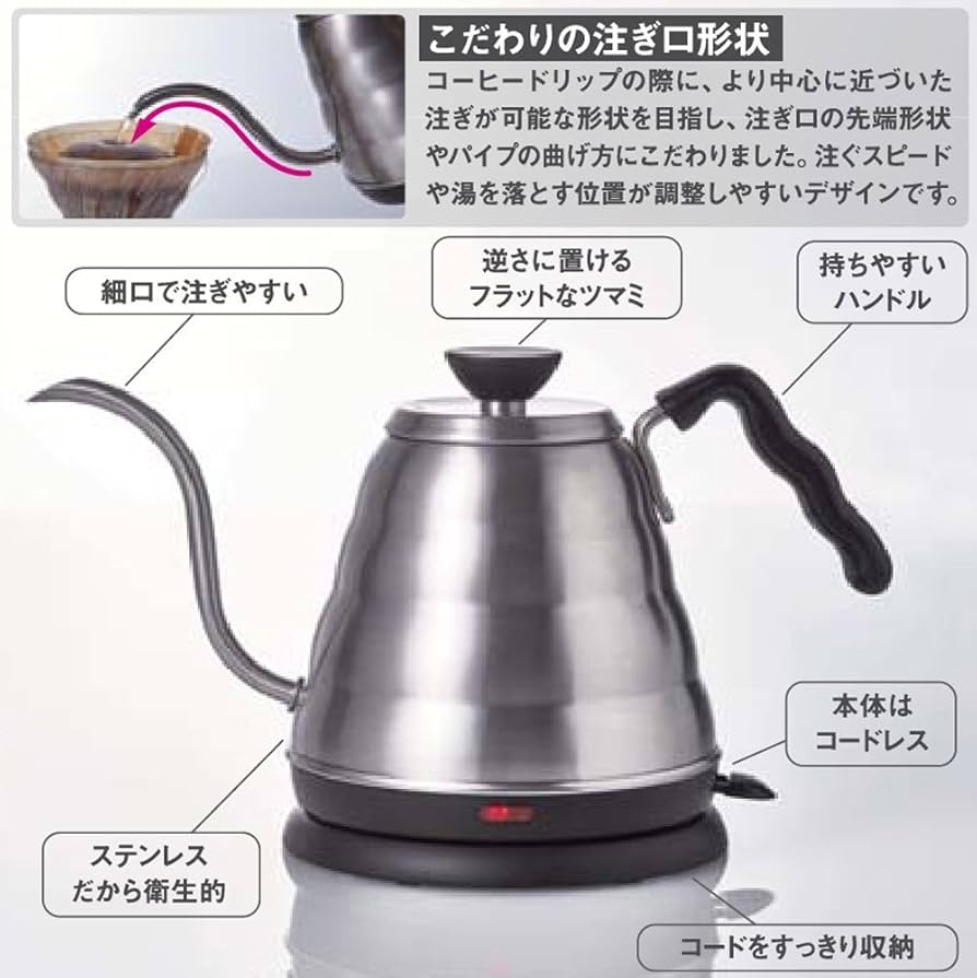 Amazon | HARIO(ハリオ) Buono V60 細口パワーケトル・ヴォーノ EVKB