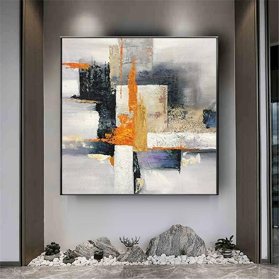 Amazon.co.jp: キャンバスに絵を描く 大きな抽象モダン風景画 カラフル