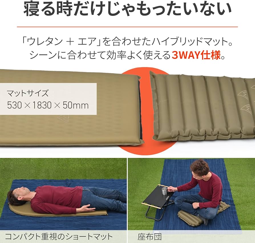 Amazon | デイトナ(Daytona) マット バイク 厚さ50mm 自動膨張 逆止弁