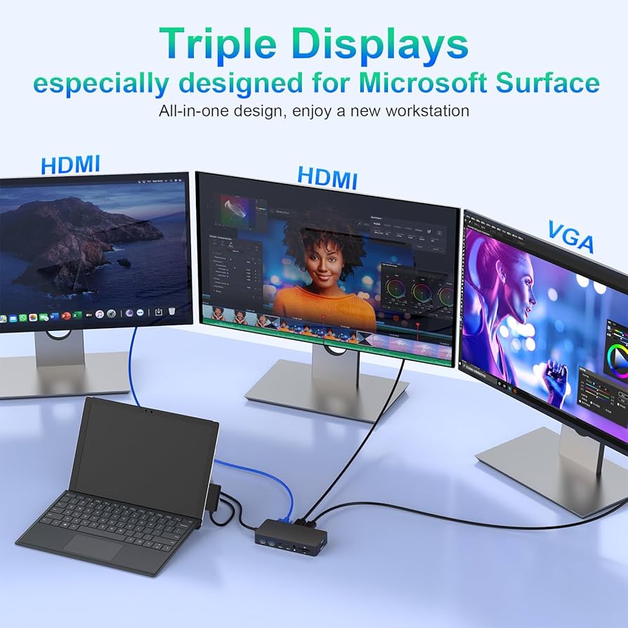 Amazon.co.jp: Microsoft Surface Dock トリプルディスプレイ デュアル