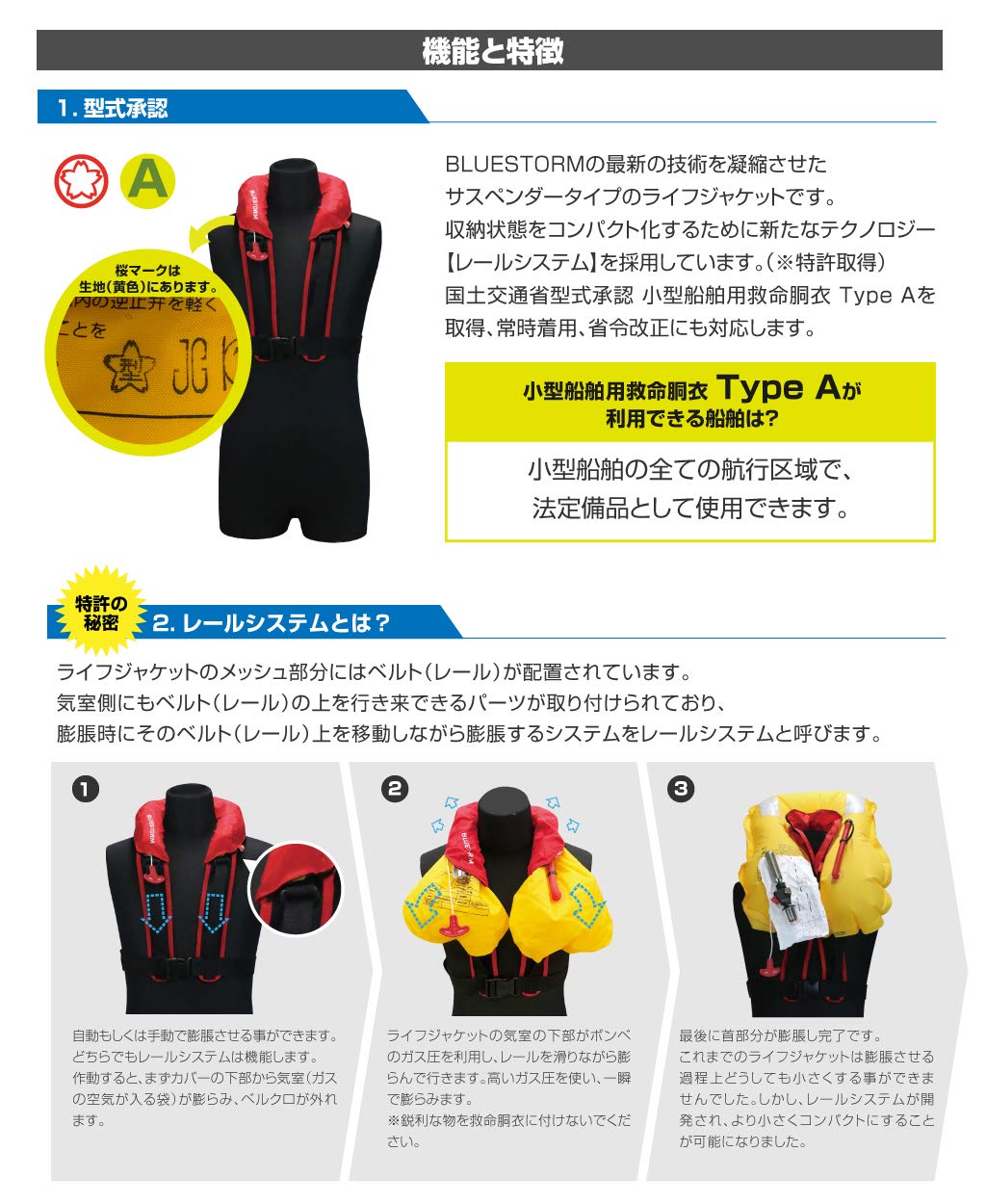 Amazon | ブルーストーム(Bluestorm) 小型船舶用救命胴衣 タイプA 国土