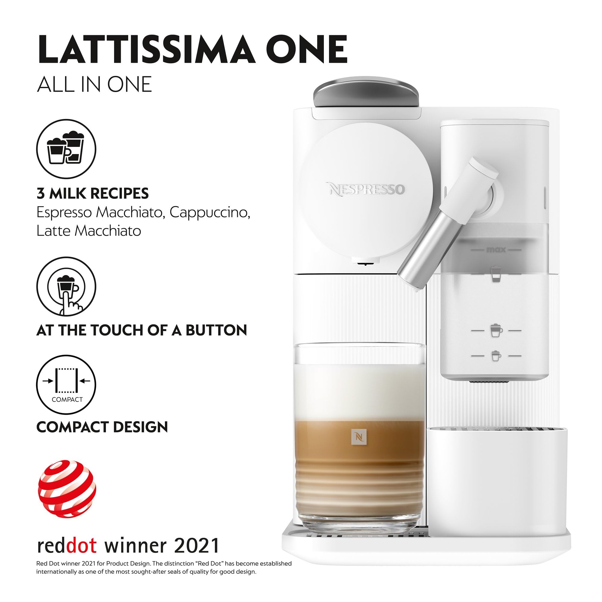 Nespresso Lattissima One Coffee Machine, White, F111-ME-WH-NE: Buy