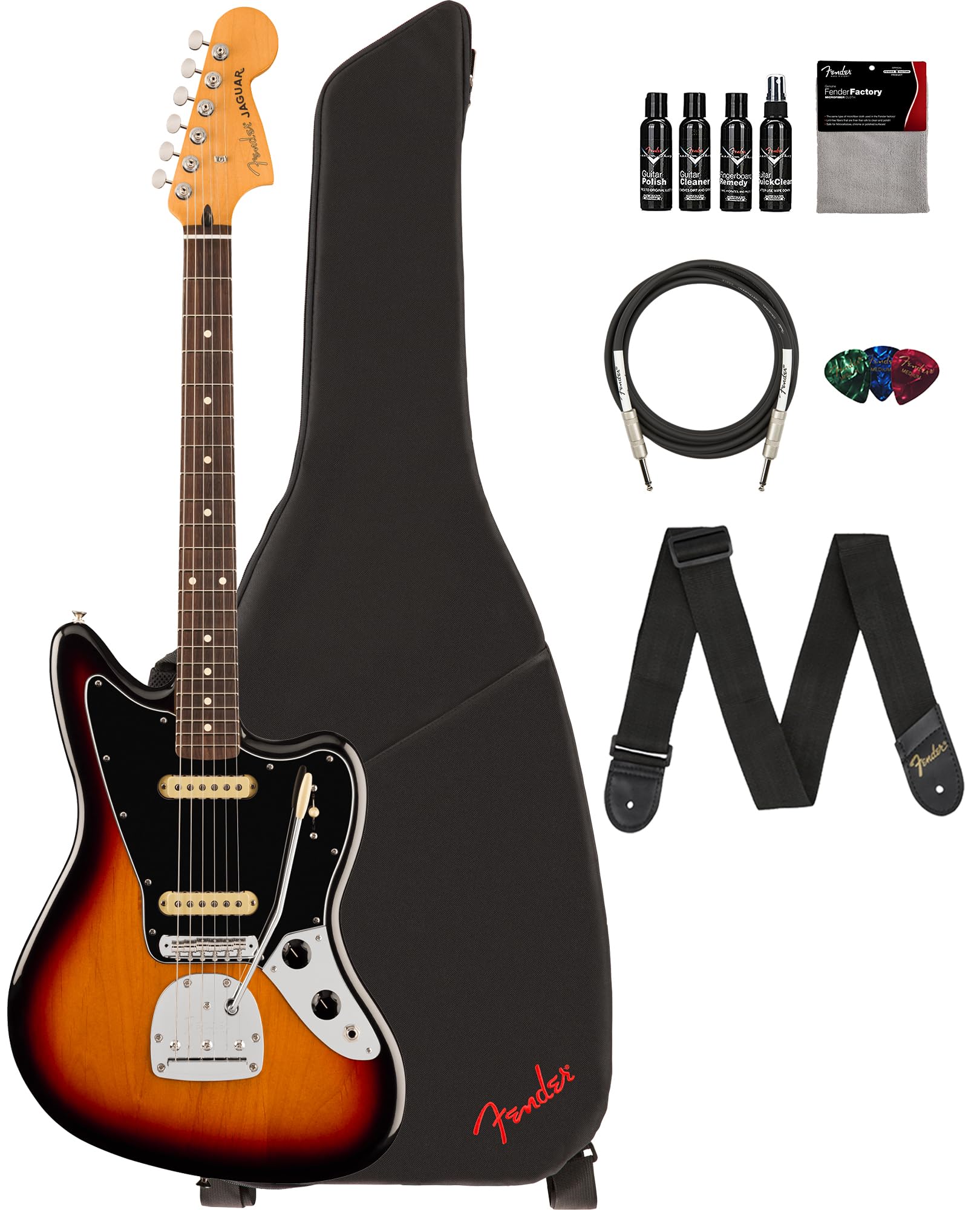 Amazon.com: Fender Player II Jaguar - 3-Color Sunburst Bundle with